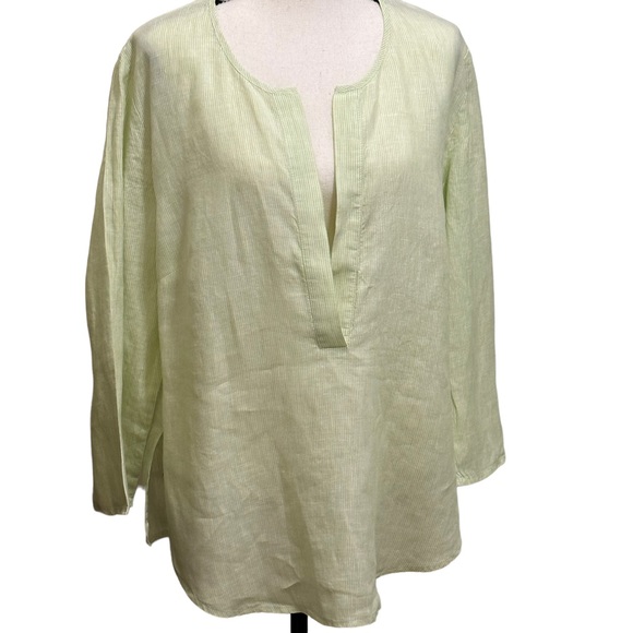 Adrienne Vittadini Tops - Adrienne Vittadini 100% Linen V-Neck Long Sleeve Oversized Blouse Size 14 NWT